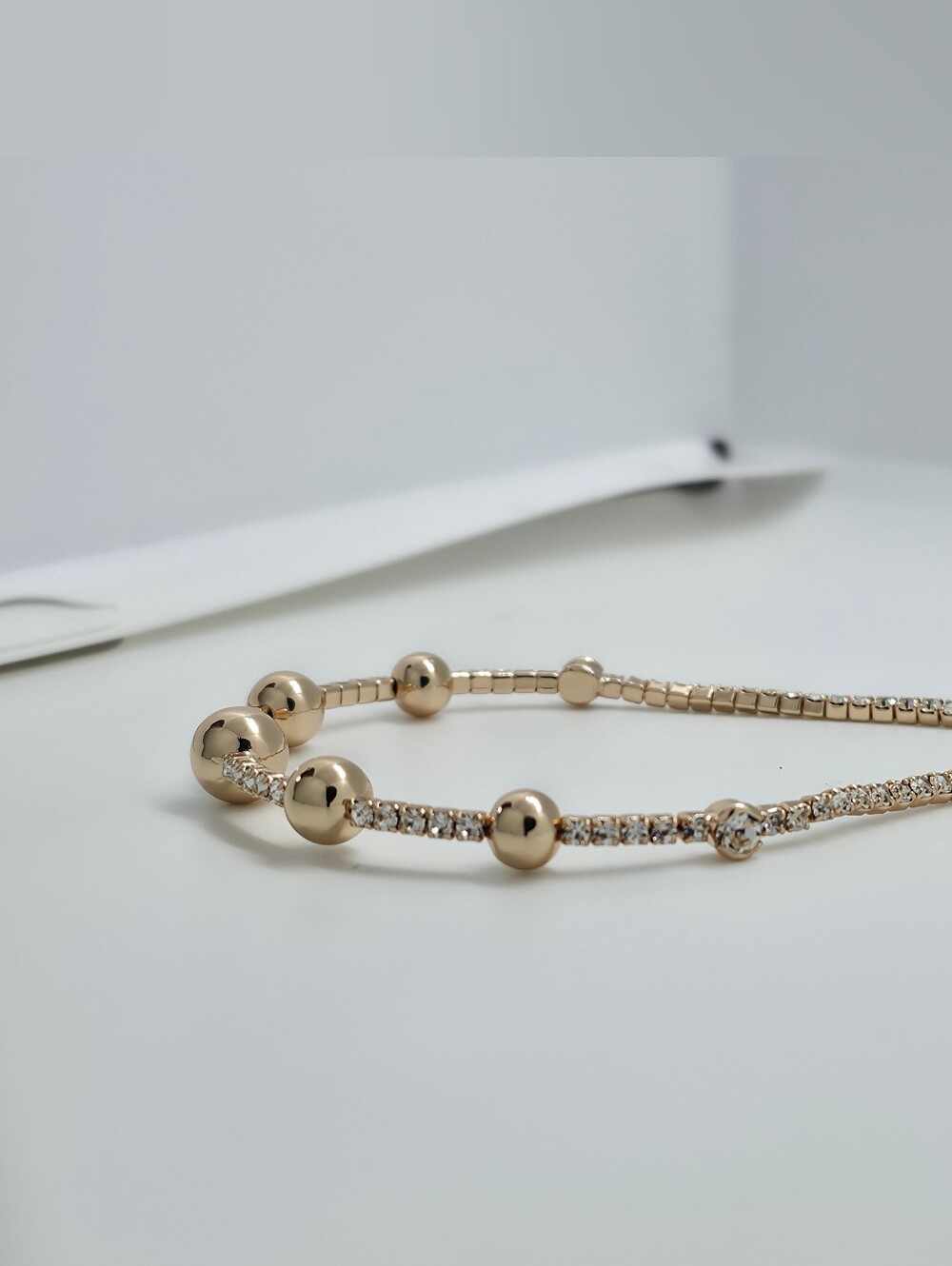 Gold Adjustable Bolo Bracelet | CZ Crystal Bead Slider Bracelet